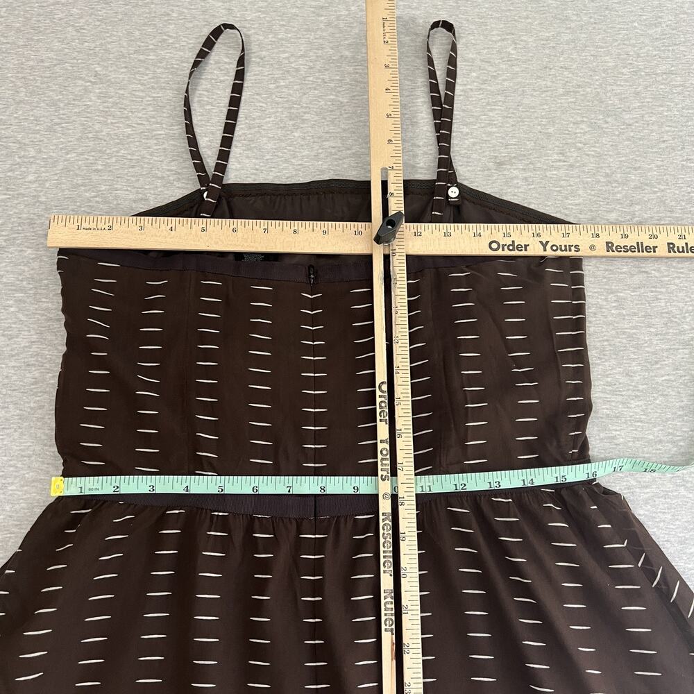Vintage Kenneth Cole Dress Womens M Brown Dot Silk Blend Straps Strapless Flare - Picture 15 of 16